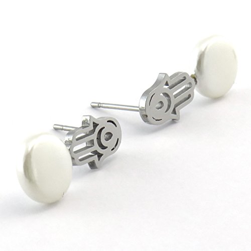 TEMPUS FUGIT. Pendientes Mano de fátima de Acero inoxidable Antialérgico. Inalterable al paso del tiempo.