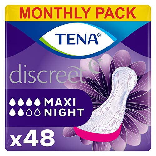 TENA Discreet Maxi Night, Compresas Incontinencia - 48 Unidades (8x6)