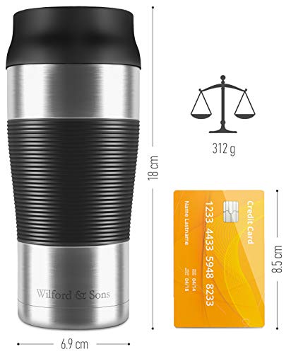 Termo Café para Llevar, Taza Termica de Viaje Acero Inoxidable 360 ml | Pequeño, sin BPA, Antigoteo, Reutilizable, Doble Pared Aislado al Vacío, Apto para Lavavajillas | Vaso Hermetico Té Caliente