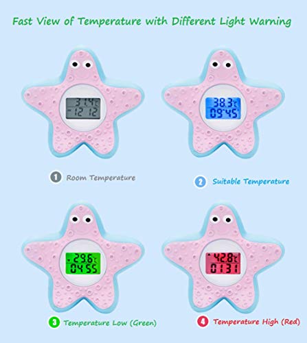 Termómetro de Baño para Bebés,Termómetro Bebe Bañera digital,Termometro Agua Bebe,con Alarma de Advertencia LED, Estrella de Mar