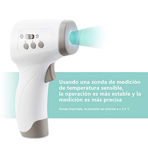 Termómetro de Frente, Termómetro Digital Infrarrojo Lecturas Precisas Instantáneas, Termómetro Frontal sin Contacto Profesional para Bebés, Niños, Adultos (Blanco)