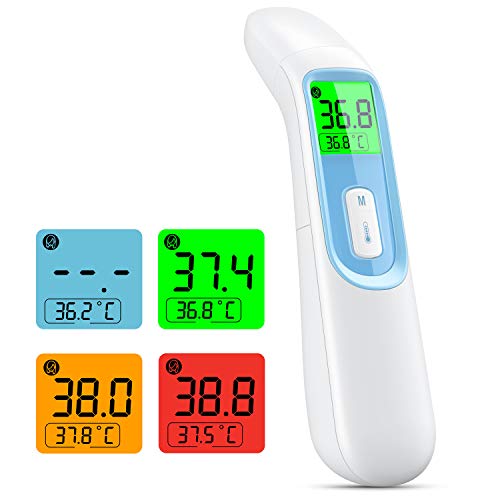 Termómetro infrarrojo 4 en 1 Termómetro de frente para adultos con alarma y función digital de almacenamiento sin contacto adecuado para adultos y niños