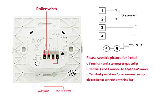 Termostato Wi-Fi per Caldaia a Gas,Termostato intelligente Schermo LCD(VA Schermo) Touch Button Retroilluminato Programmabile con Alexa etc e Telefono APP-Rotondo/Bianco