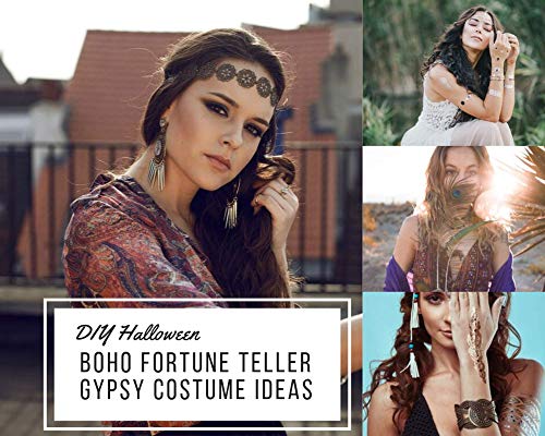 Terra Tattoos Hazel Collection - Tatuajes temporales metálicos para el cabello, más de 75 diseños, oro y plata (6 láminas)