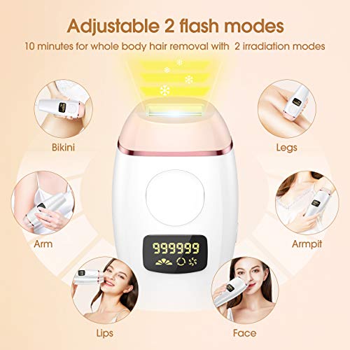 Tesoky IPL Depiladora de Luz Pulsada, Laser depilacion Mujer Hombre con 5 niveles de energía, 2 modos y 999.999 Pulsos de luz para Piernas, Cara y Cuerpo, Sin dolor y Permanente