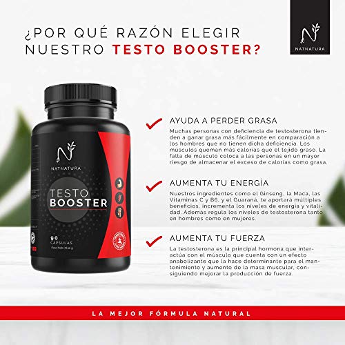 Testosterona. Aumento rendimiento masculino y deportivo. 90 cápsulas vegetales. Potenciador de testosterona natural Vegano y sin gluten.