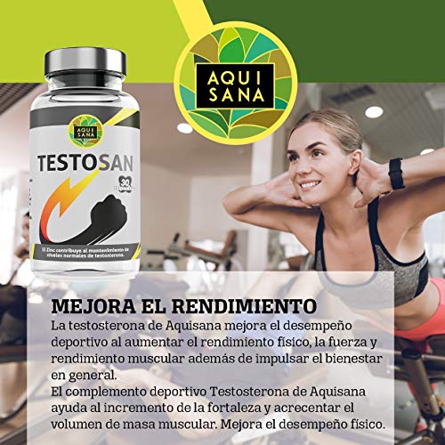 Testosterona Pura |Testosterona Hombre | Potenciador de Testosterona Natural – Fat Burner | Aumenta la Resistencia Muscular Suplemento Deportivo | Maca + Zinc | 60 Cápsulas – Aquisana