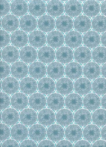 Textiles français Tela de algodón Estampada - Relojes de Diente de león - Celadon y Turquesa - 100% algodón Suave | Ancho: 160 cm (por Metro Lineal)*