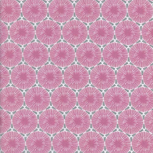 Textiles français Tela de algodón Estampada - Relojes de Diente de león - Rosa y Gris - 100% algodón Suave | Ancho: 160 cm (por Metro Lineal)*