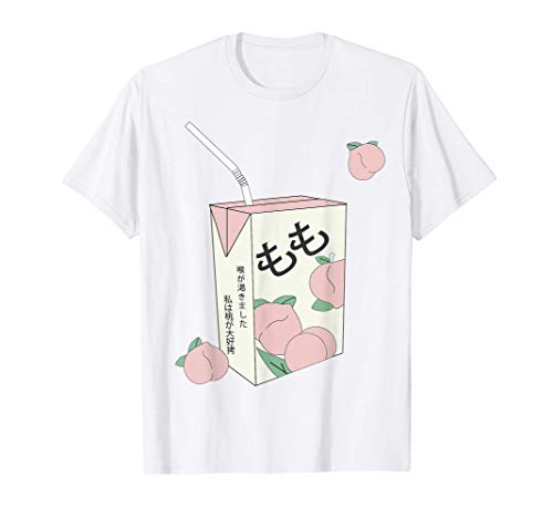 texto japonés otaku estética caja de jugo de durazno Camiseta