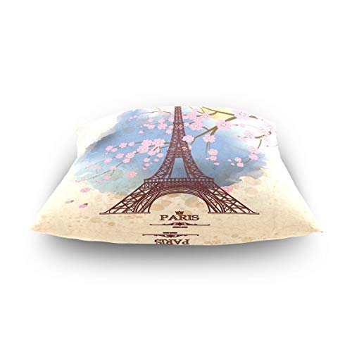 TGSCBN Throw Pillow Case Decorative Cushion Cover Square Pillowcase, Shabby Chic Cherry Blossom Eiffel Tower Sofa Bed Pillow Case Cover