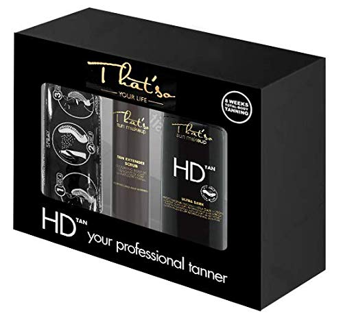 That'So Hd Tan Kit – Caja completa para el bronceado gel exfoliante + spray autobronceador profesional + guante aplicador – 450 ml