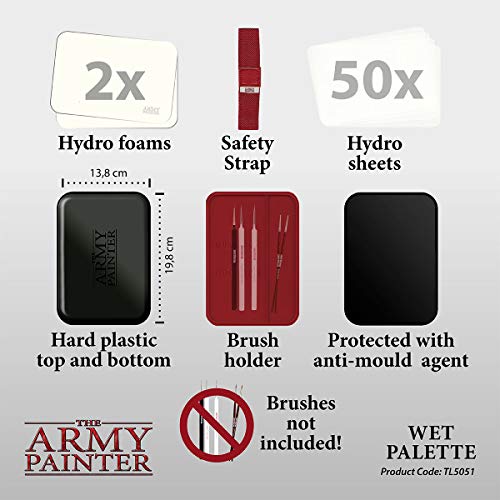 The Army Painter ? | Paleta húmeda | Estuche Premium para Pinceles con 50 Ranuras y 2 Esponjas para Pintar Figuras Miniatura de Wargaming | Juego de Guerra