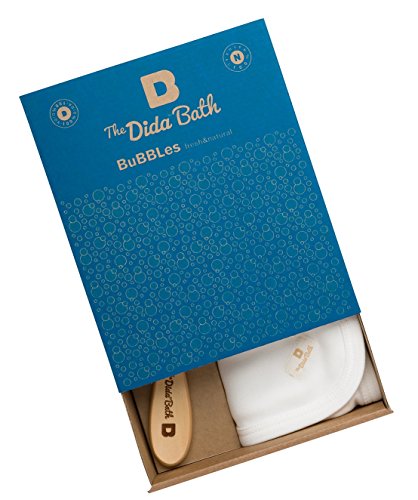 The Dida World Bath Bubbles - Esponja natural, cepillo de madera, toallita de algodón orgánico