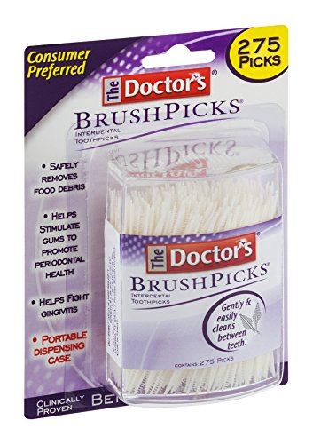 The Doctor's BrushPicks | Palillos dentales interdentales | 275 unidades | Paquete de 4 | Elimina de forma segura los desechos de alimentos