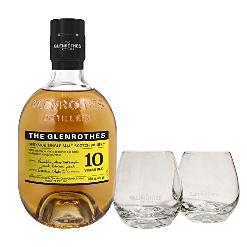 The Glenrothes 10 Años Single Malt Whisky Escocés, 43% + Estuche 2 Vasos - 700 ml
