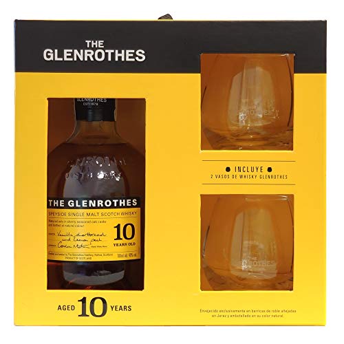 The Glenrothes 10 Años Single Malt Whisky Escocés, 43% + Estuche 2 Vasos - 700 ml