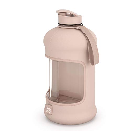 The Gym Keg + Exclusive Sleeve diseño 2018 - Culturismo Botella de Agua para Gimnasio - Botella de Agua Duradera y Resistente de 2.2 litros - BPA Grandes Botellas de Agua para Deportes de Medio galón