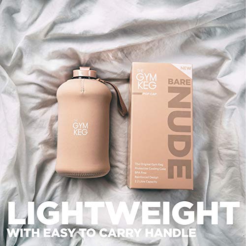 The Gym Keg + Exclusive Sleeve diseño 2018 - Culturismo Botella de Agua para Gimnasio - Botella de Agua Duradera y Resistente de 2.2 litros - BPA Grandes Botellas de Agua para Deportes de Medio galón