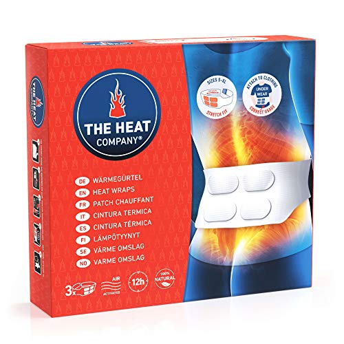 THE HEAT COMPANY Cintura Térmica - 3 piezas - EXTRA CÁLIDO - 12 horas de calor acogedor - calor instantáneo - activado por aire - puro natural - para todos los tamaños: S-XL