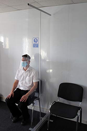 The Lean Warehouse - Divisor de plástico emergente, 800 mm x 2000 mm, PVC transparente/transparente, pantalla de distanciamiento social, protector de estornudos