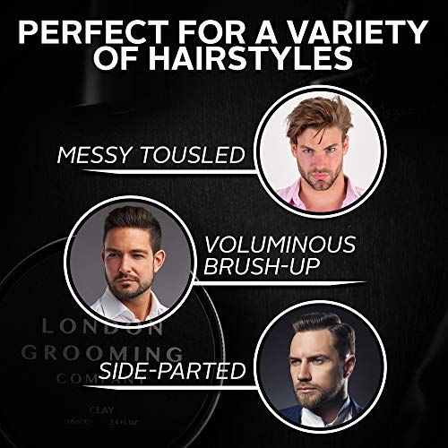 The London Grooming Company Arcilla para Hombres - Fijación Firmme y Acabado Mate Seco - 50 ml / 1,7 fl oz Producto de Cabello Basado en Agua - Aroma de Madera de Laúd Árabe