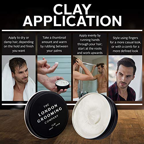 The London Grooming Company Arcilla para Hombres - Fijación Firmme y Acabado Mate Seco - 50 ml / 1,7 fl oz Producto de Cabello Basado en Agua - Aroma de Madera de Laúd Árabe