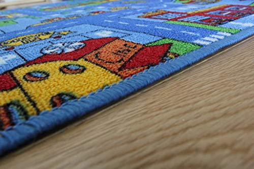 The Rug House Cubrepisos para Salas de Juego de niños. con Dibujos de Pueblo, Casas y Calles. - 3
