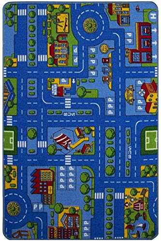 The Rug House Cubrepisos para Salas de Juego de niños. con Dibujos de Pueblo, Casas y Calles. - 3