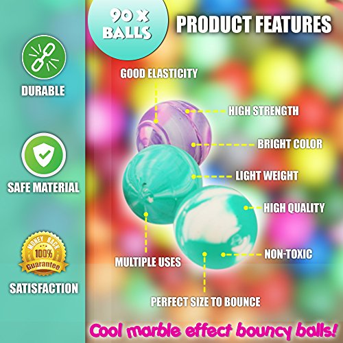 THE TWIDDLERS 90 Bolas Rebotadoras Mini Goma - 25mm Pelotas Saltarinas Party Favour para Bolsas de Fiesta Rellenos Piñata, Premios Cumpleaños Regalos de Fiesta, niños