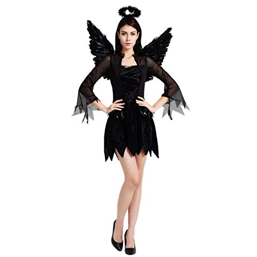 thematys® Disfraz de ángel Negro para Mujer Cosplay, Carnaval y Halloween - Talla única 160-180cm