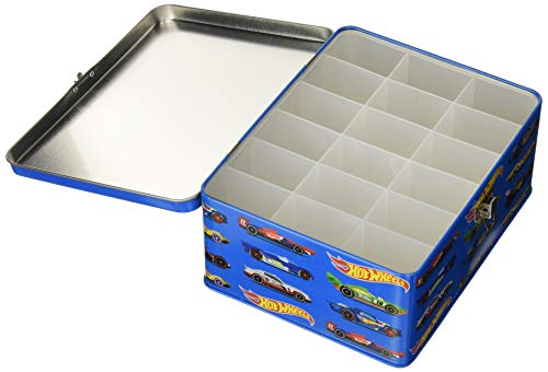 Theo Klein 2883 Maletín de Hot Wheels, De metal de alta calidad, Con compartimentos para hasta 18 coches, a partir de 3 años, 21 cm x 15,5 cm x 8,5 cm