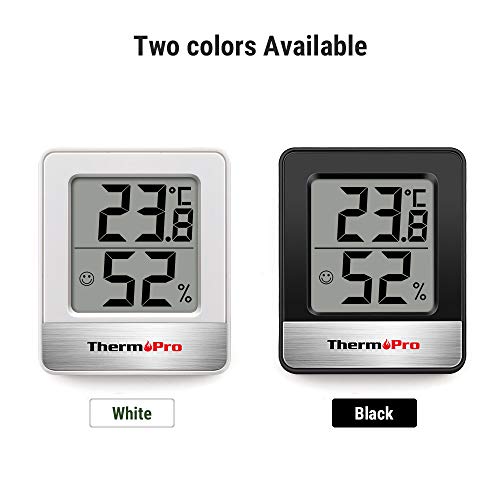 ThermoPro TP49 Mini Termómetro Higrómetro Digital Termohigrómetro de Interior Medidor de Temperatura y Humedad para Medir Ambiente del Hogar, Blanco