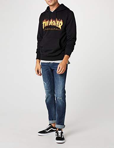 THRASHER Flame Logo Camiseta, Unisex Adulto, Black, M