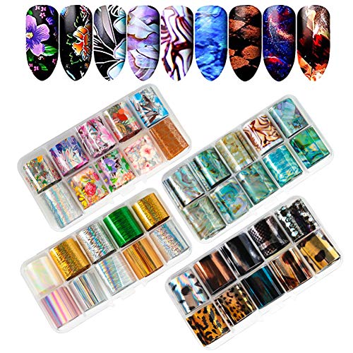 Thursday April 40 - Colores Adhesivos Holográficos de Arte de Uñas Consejos Wraps Transferencia de Papel Adhesivo Brillos Acrílico Decoración de Bricolaje