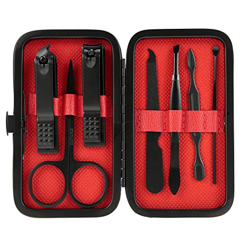 Thursday April Set de Manicura, kit de Pedicura Set de Pedicura Set de Viaje de Pedicura de Manicura Kits de Enfermería Estuche de Viaje de Cuero Estuche de Viaje de Belleza (7 pcs)