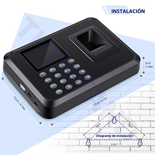 Thustand 2.4" TFT USB Máquina de Asistencia Biométrica de Huella Dactilar con 8G Memoria Flash, Registrador de Cheques del Empleado, LCD Pantalla, Sistema Española