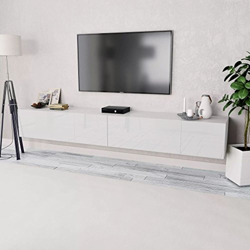 Tidyard 2xMesas para TV Mueble TV Salón Mesa Televisión Mueble Comedor Televisor Bajo de Estilo de Moderno PVC 120x40x34cm Blanco