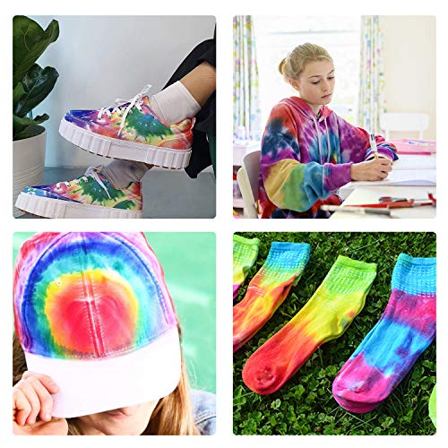 Tie Dye Kit, Funxim 12 colores One Step Tie Dye Kit, camisa tela tinte con bandas de goma, guantes, manteles para familia amigos verano fiesta suministros