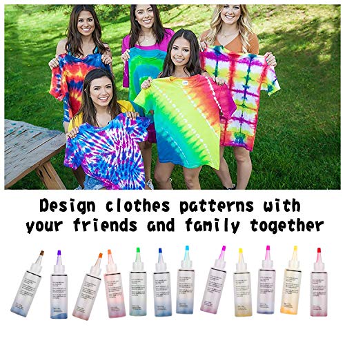 Tie Dye Kit, Funxim 12 colores One Step Tie Dye Kit, camisa tela tinte con bandas de goma, guantes, manteles para familia amigos verano fiesta suministros