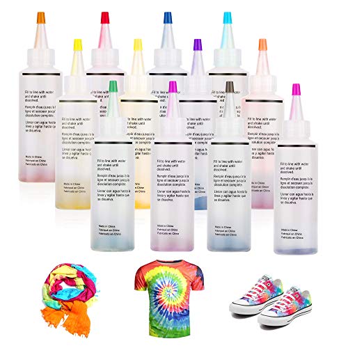 Tie Dye Kit, Funxim 12 colores One Step Tie Dye Kit, camisa tela tinte con bandas de goma, guantes, manteles para familia amigos verano fiesta suministros