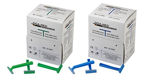 Tiga-Med – maquinillas Oro 1 hoja) Azul 100 Unidades Afeitar Op foraze – Maquinilla de calidad clínicos