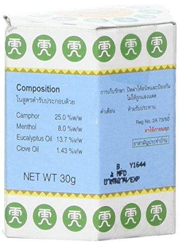 Tiger Balm – Bálsamo del tigre blanco – 30 g, bálsamo, – alivia y descongestiona.