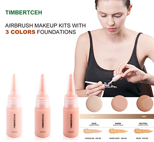 Timbertech Basic Makeup System MK-100 met Foundation Airbrush Makeup Revolution Fácil limpio y rápido para un maquillaje perfecto.