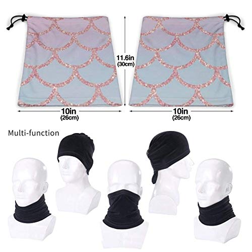 Timdle Neck Gaiter,Mermaid Fish Scale Pink Windproof Face Bandana Magic Scarf Headwear Headwear For Men & Women