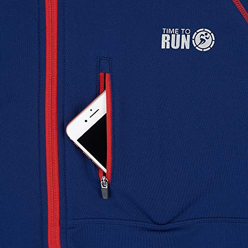 Time To Run Chaqueta Térmica Deportiva para Hombre con Capucha Running M Azul Medianoche