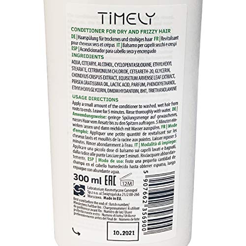 Timely - Acondicionador hidratante y nutritivo para cabellos secos y encrespados, 300 ml