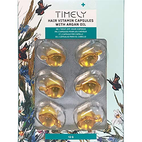 Timely - Ampollas de vitaminas con aceite de argán para cabellos secos y quebradizos (6 x 2 ml)