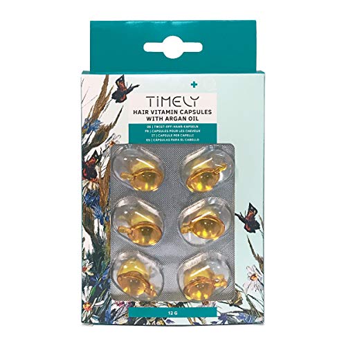 Timely - Ampollas de vitaminas con aceite de argán para cabellos secos y quebradizos (6 x 2 ml)