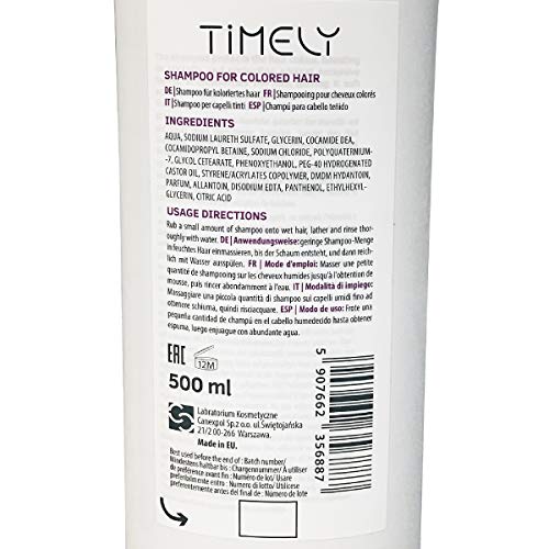 Timely - Champú protector del color para cabello teñido, 500 ml
